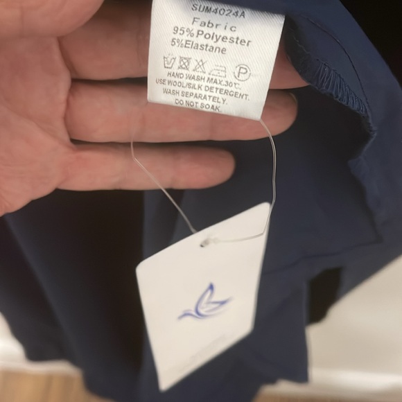 Kutumai Maxi Off-Shoulder Puff Sleeve Dress Front Slit Navy Size Small PTP 15 “ - Picture 7 of 7